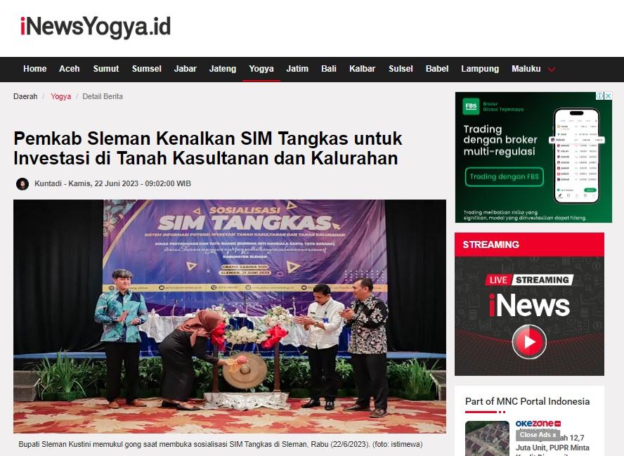 Pemkab Sleman Kenalkan SIM Tangkas untuk Investasi di Tanah Kasultanan dan Kalurahan
